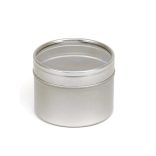 Ezüst színű fém tégely átlátszó fedővel - 100 ml