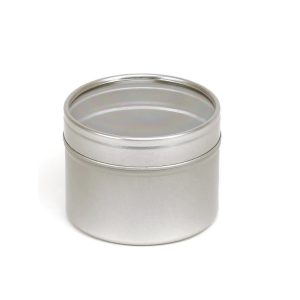 Ezüst színű fém tégely átlátszó fedővel - 100 ml