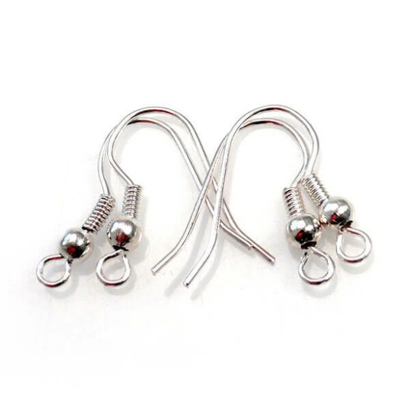 5 Pairs Hook Earring Base With Spring - Silver Color