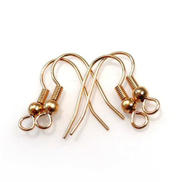 5 Pairs Hook Earring Base With Spring - Gold Color