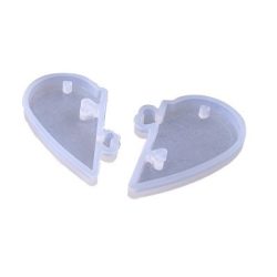 Two-Piece Heart Pendant Silicone Mold - Jewelry