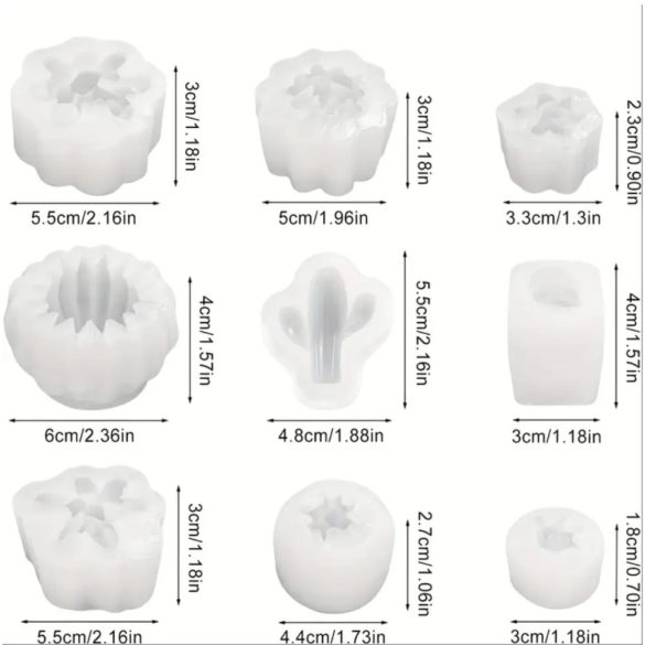 Kaktusz szilikon öntőforma szett - 10 db formával