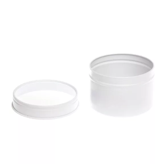 Fehér színű fém tégely átlátszó fedővel - 100 ml
