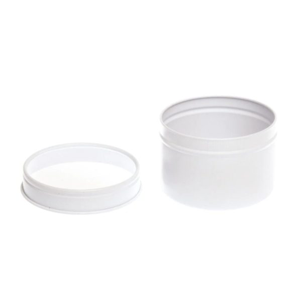 Fehér színű fém tégely átlátszó fedővel - 100 ml