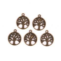 Metal Pendant, Round Tree Of Life 20 Mm (5 Pcs/Pack)