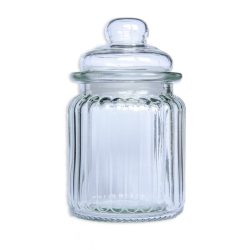 Ribbed Glass Jar With Lid - 200 ML