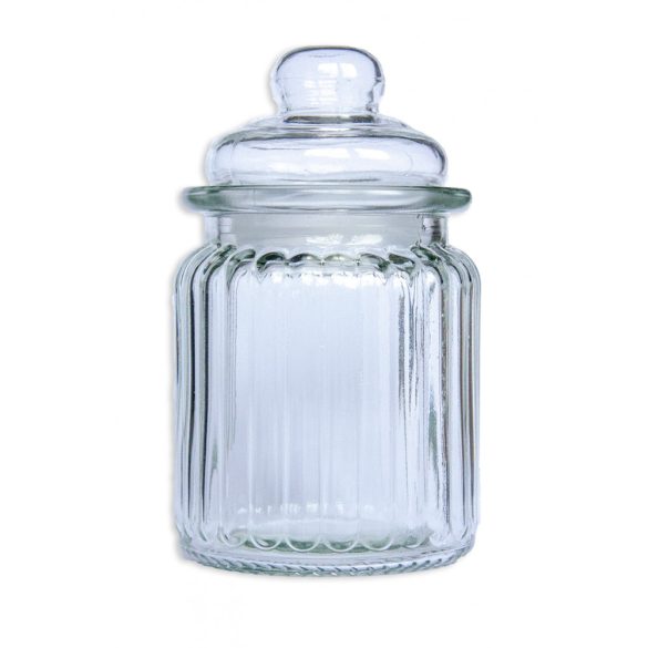 Ribbed Glass Jar With Lid - 200 ML