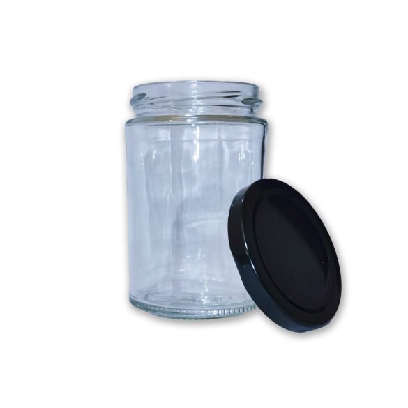 Glass Jar With Black Lid - 314 ML