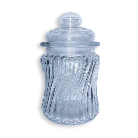 Twisted Ribbed Glass Jar With Lid - 200 ML