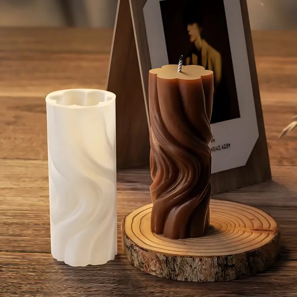 3D hullám mintájú oszlop szilikon öntőforma gyertyakészítéshez