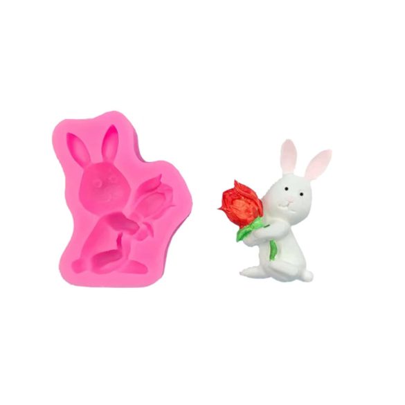 Bunny with Flower Silicone Mold 