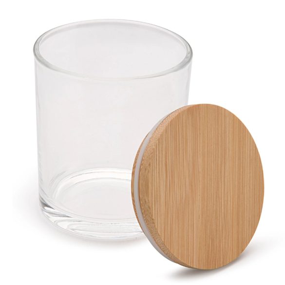 Átlátszó gyertyatégely bambusz fedővel - 200 ml