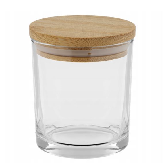 Átlátszó gyertyatégely bambusz fedővel - 300 ml