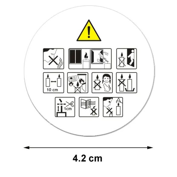 96 db gyertya biztonsági matrica - használatra vonatkozó