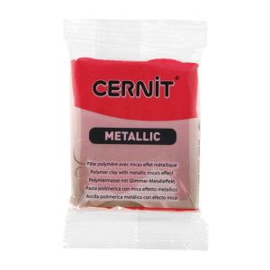Cernit polymer clay, metal, 56g - red