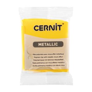 Cernit polymer clay, metal, 56g - yellow