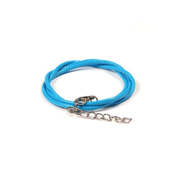 Imitation Leather Necklace With Clasp, 2 Mm - Light Blue