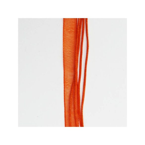 Organza Necklace With Waxed Thread, Dolphin Charm - Orange
