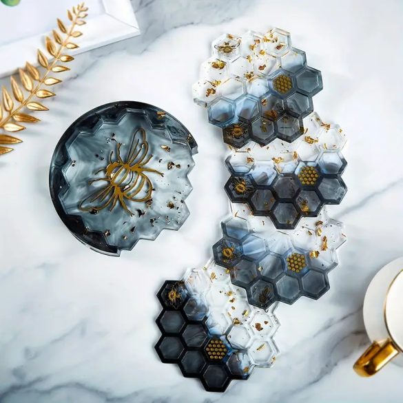 5 darabos poháralátét + tartó öntőforma szett