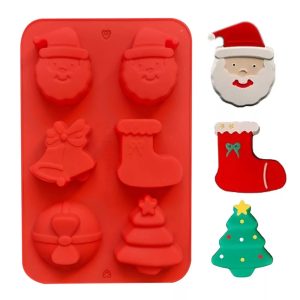 6 cavity silicone mold with Christmas pattern-
