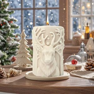Deer Pattern Silicone Pillar Candle Mold for Candle Making