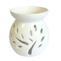 Fehér aromalámpa fa mintával